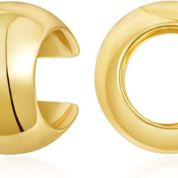 Elegant 14K Gold-Plated Brass Ear Cuffs for Women, Non-Pierced Adjustable Chaffl - Picture 1 of 7